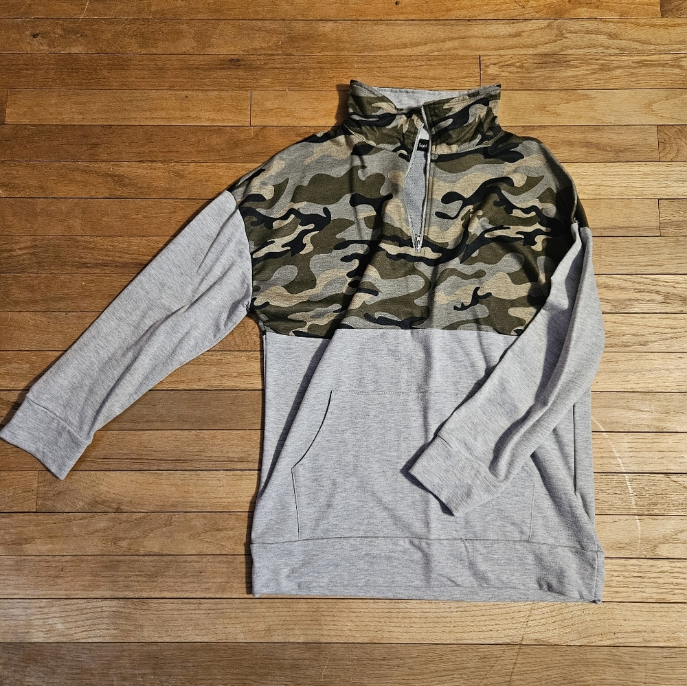 Camo and Gray Quarter Zip